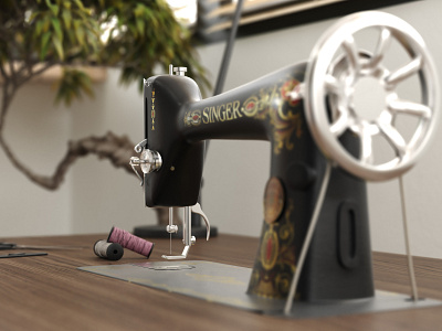 Zinger sewing machine 3d 3dsmax branding cg art design illustration logo render ui vector