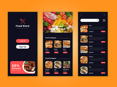 Food App UI Design app design icon illustration web