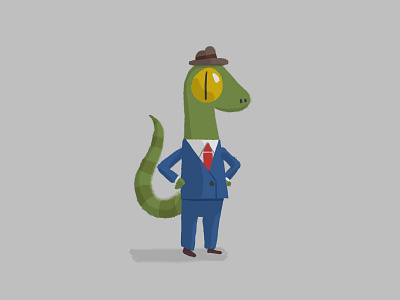 Lizard business character concept illustration krita lizard