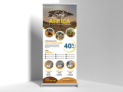 Tours & Safaris Roll-Up-Banner branding design roll up banner rollup rollup banner rollup banner design rollupbanner