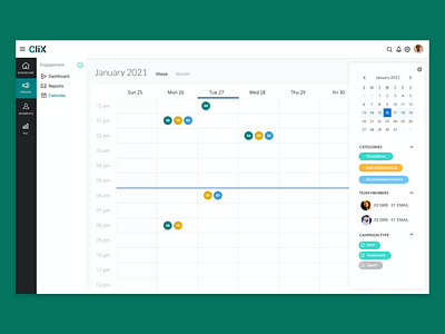 Editorial calendar design for engagement platform