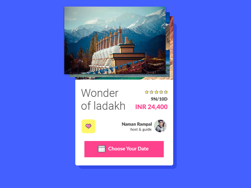 Wonder of Ladakh animation app card concept motion travel ui ux