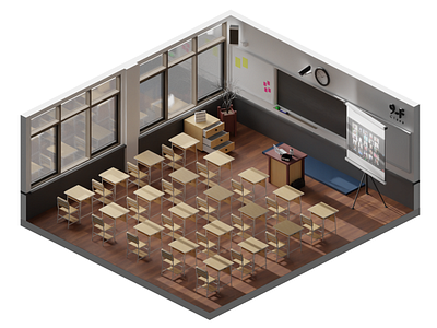 Lowpoly Classroom Type1 3d 3ddesign 3disometric classroom classroomdesign design graphic design illustration isometric isometricdesign ui