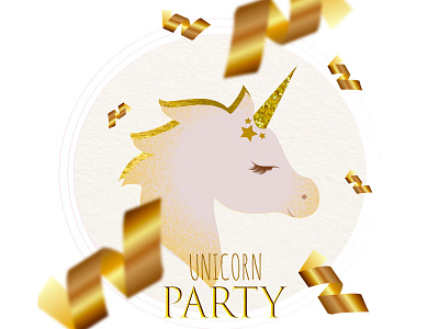 Unicorn Party birthday birthday party event fairy fairytales golden horn magic myth mythology party party event party poster pegasus stars unicorn unicorn logo unicorns vector white