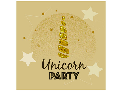 Party2 birthday birthday card birthday party card cartoon event fairy gold golden golden star horn illustration magic party pegasus stars unicorn unicorn logo unicorns vector