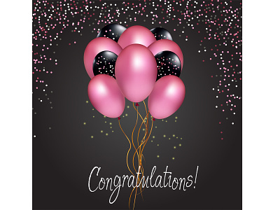 Pink balloons balloons birthday birthday card birthday cards congratulations glitter party party event pink balloons vector