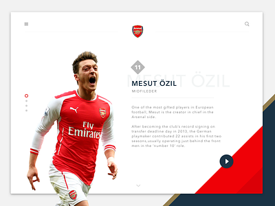 Arsenal Player Redesign arsenal blue desktop football material mesut ozil player red soccer ui