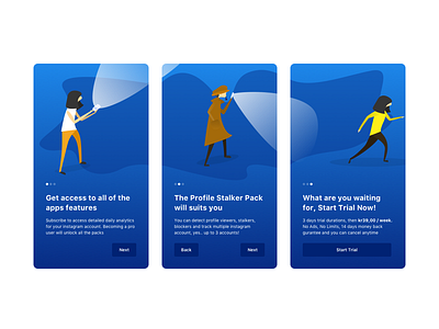 Sherlock App Onboarding app blue illustrations mobile onboarding screen onboarding ui ui ui ux