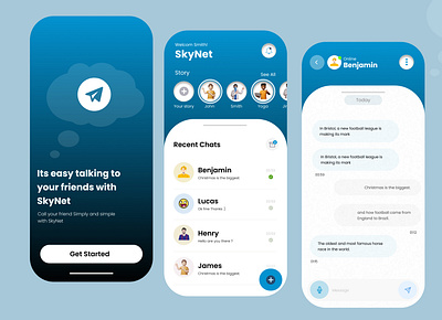 SkyNet-Chat App Concept Design app branding design graphic design ui ux