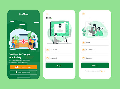 HelpAlong App Design app branding design graphic design logo typography ui ux