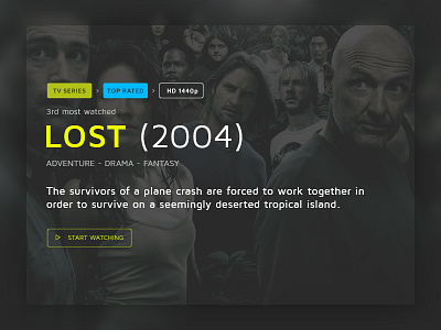 TV Series Website/App app dark flat minimal movie series tv ui ux yellow