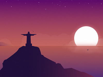 Sunrise in Rio flat illustration minimal rio sunrise wallpaper