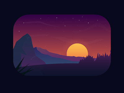 Rebound: Evening dark evening flat illustration minimal sunset