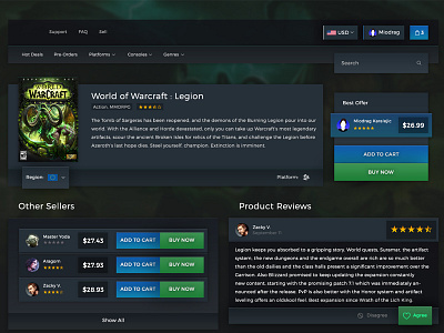 Online Game Store - Product Page dark flat game modern ui ux web