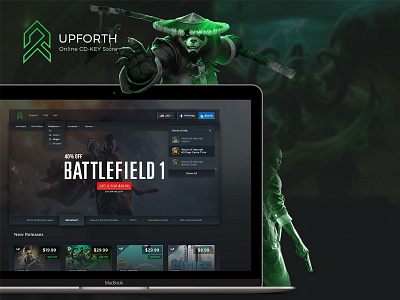 Upforth - Online CD KEY Store - Behance Presentation behance games gaming logo presentation shop store ui ux