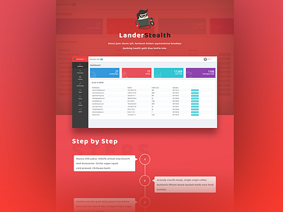 LanderStealth : Page Protection Service Graphic flat graphic landing material minimal page promo red sleek ui web