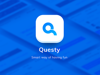 Questy - Mobile app UI presentation app flat logo material mobile modern q question sleek ui ux