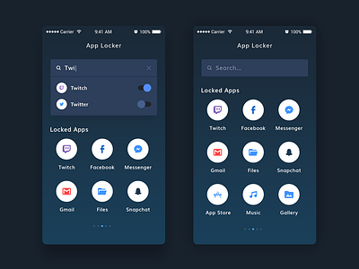 App Locker Mobile UI app apps flat gradient ios mobile search active ui ux