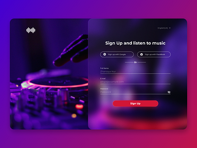 Sign up - Daily UI 001 #DailyUI dailyui design figma landing page music music platform sign up sign up page signup ui ux web design