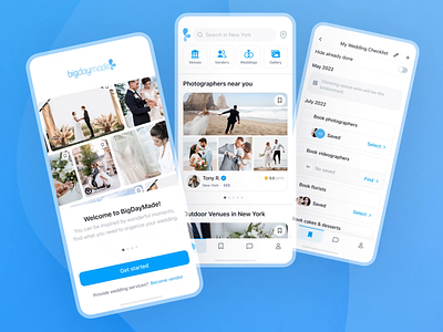 BigDayMade. One app for your best wedding ever animation app card checklist design icons ios iphone mobile mobile app motion graphics navigation product product design search ui user interface ux vendor wedding