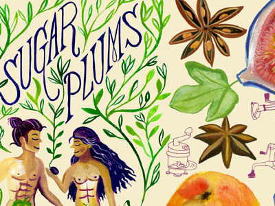 Sugar plums recipe and cook draw editorial handlettering illustrated mitzie painted recipe testani they