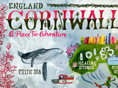 Cornwall England and cornwall draw editorial england illustrated map mitzie testani they travel