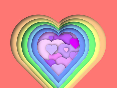 Rainbow 3d heart