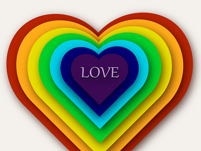 rainbow 3d heart image design icon illustration logo плакат