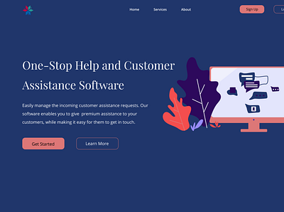 Customer Service landing page hero section design hero section landing page logo product design ui uiux design ux ux design web web design