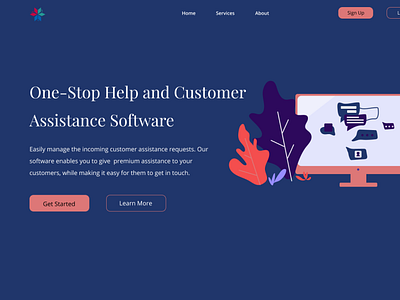 Customer Service landing page hero section