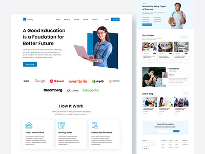 Online Education Course Landing Page branding design designer e learning landing page graphic design online education course online website ui uiux design ui experience ux experience web design web page experience website designer