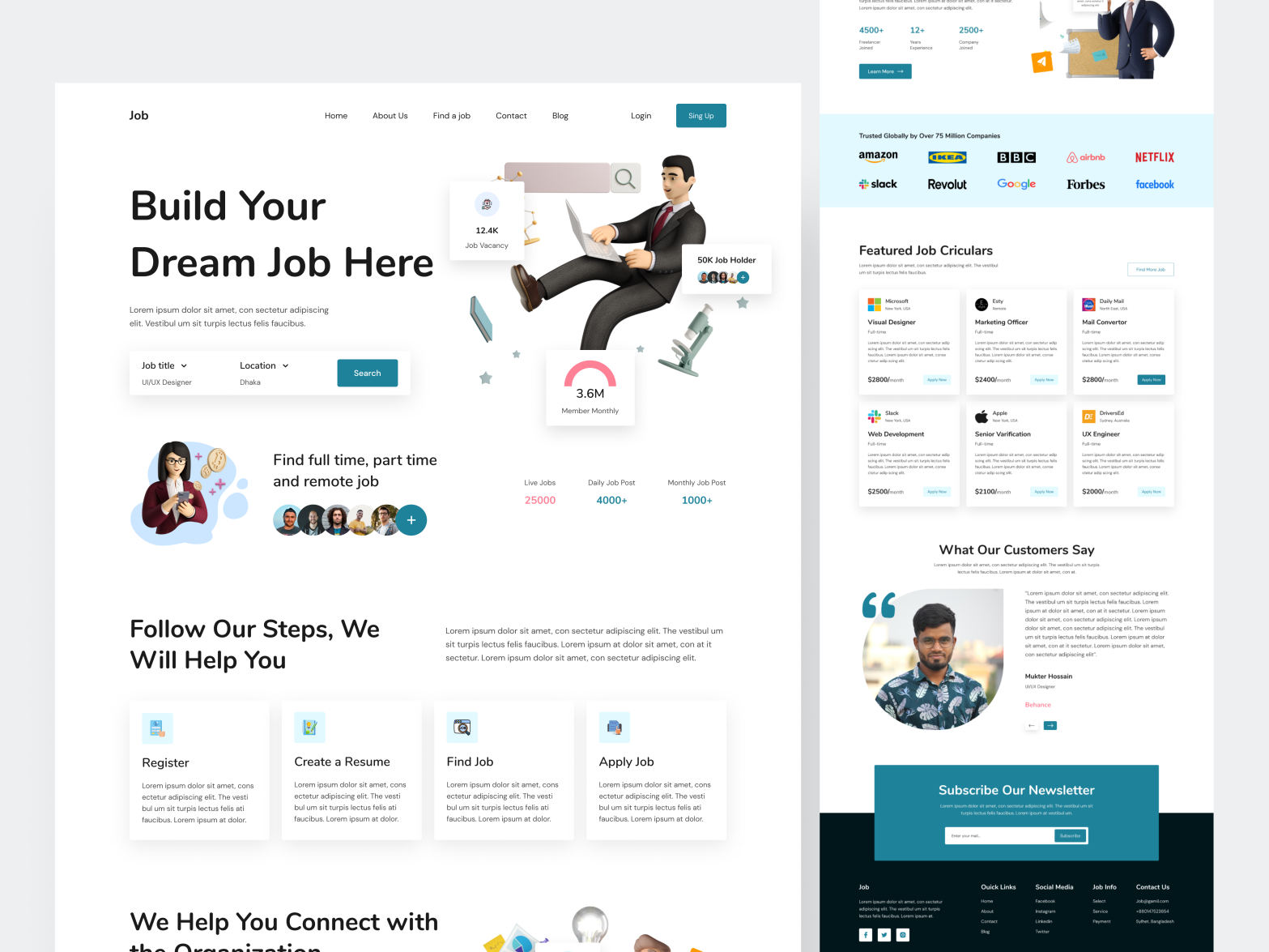 Job Finder Landing Page by Mukter Hossain for Dude Shape on Dribbble