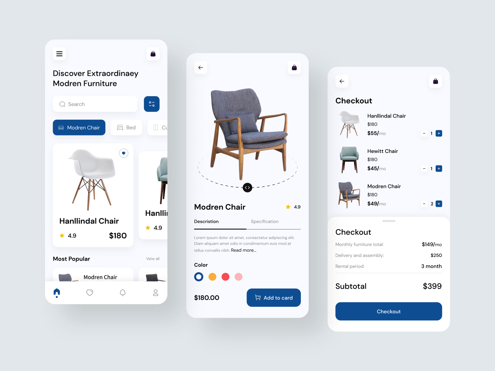 Furniture e-commerce App by Mukter Hossain for Dude Shape on Dribbble