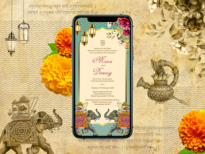 Indian WhatsApp Wedding Invite adobe art bride creative culture dulhan groom illustrations india indian indian illustration indian wedding cards love royal save the date traditional wedding wedding card wedding invitation whatsapp
