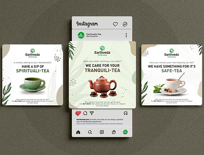 Social Media Design for Green Tea Makers branding concept designer dribbble facebook flat freelance green tea india instagram instagram post minimal social media tea