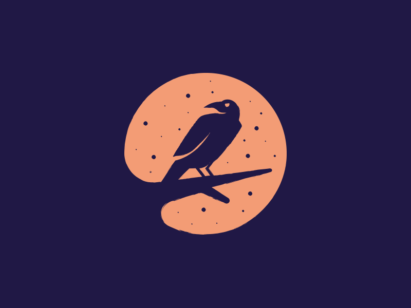 Bialy Kruk (White Crow) rejected logo concept beer. moon bird brewery crow dark logo negative negative space night raven stars