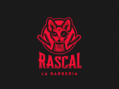 Rascal La Barberia barber barbershop cat egiptian gentleman logo rabbit rascal razor tattoo