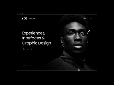 Portfolio black black and white dark header minimal portfolio social typography ui ux web design website