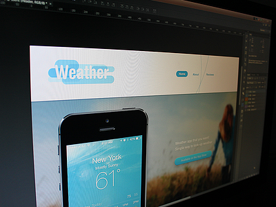Weather app design interface iphone landing page photo site ui ux weather web