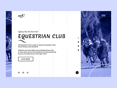 Equestrian club "HC" banner design equestrian hobby horse mainpage minimal speed ui ux web
