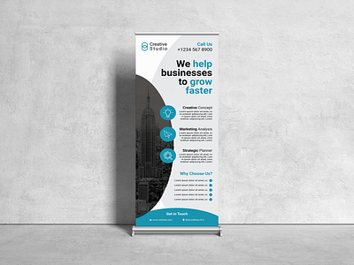 Rollup banner - Creative Studio abstract branding business corporate creative design free psd graphic layout marketing modern poster professional pullup banner retractable banner roller banner rollup banner vector xbanner