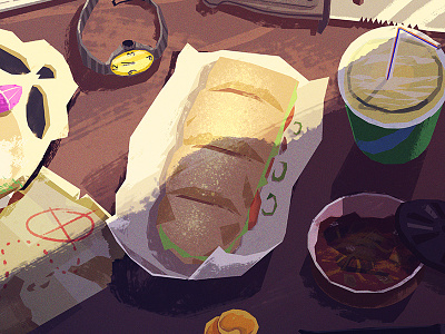Lunch debut drink food illustration lunch photoshop sandwich skull