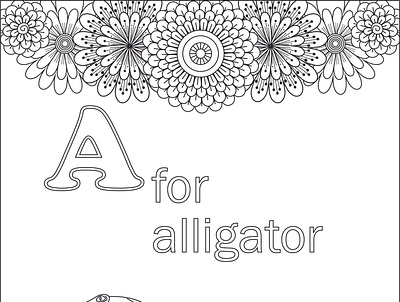 Alphabet and animal Adult coloring page adult coloring book pages branding design graphic design illustration vector