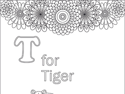Alphabet and animal Adult coloring page adult coloring book pages branding design graphic design illustration vector