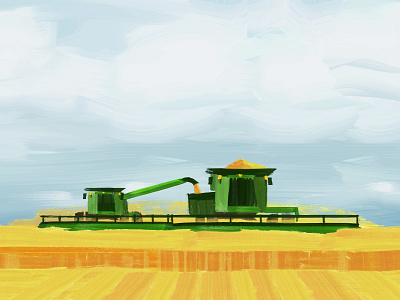 Wheat Harvest Painting agriculture combine farming harvest harvesting painting tractor wheat