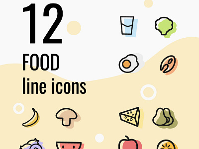 12 food line icons