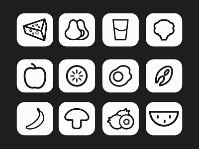 line icons buttons on black