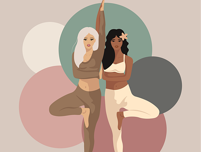 Young women doing yoga. app branding design graphic design icon icons illustration line art logo ui vector шддг