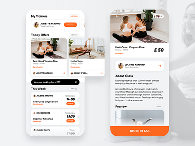 Booking & Training App (WIP) 2021 app body feed fitness health lifestyle mobile plan training ui ux work in progress workout xd yoga