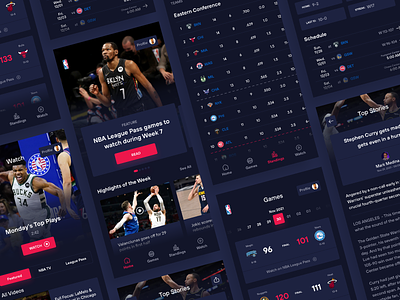 Warm Up - Concept NBA Mobile App app basketball clean dark featured highlight leaderboard minimal nba team text ui video